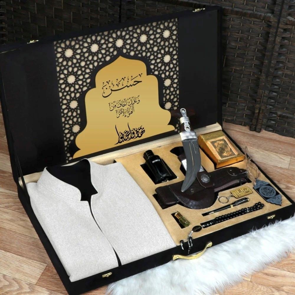 هدايا رجاليه بوكس ملكي سديري مع خنجر شكل راقي تصميم حسب الطلب