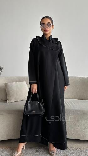 عباية سوداء تربل كلوش- 11171