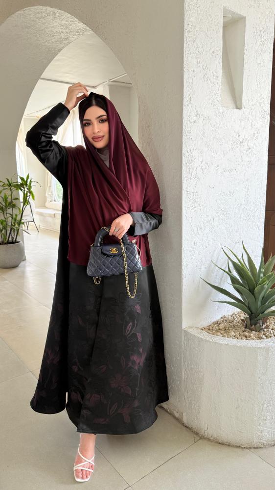 عباية جاكار دبل فيس بعدة الوان العنابي الكحلي والبني