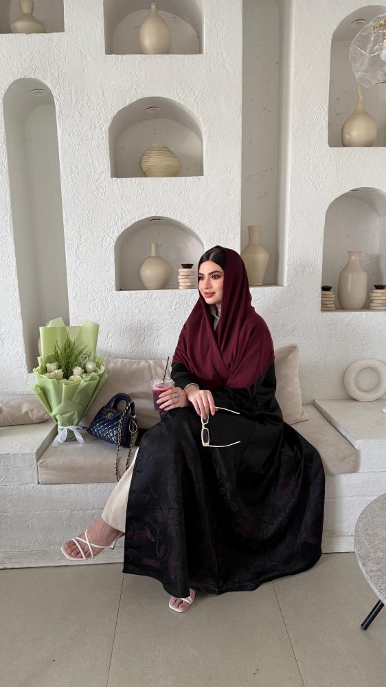 عباية جاكار دبل فيس بعدة الوان العنابي الكحلي والبني