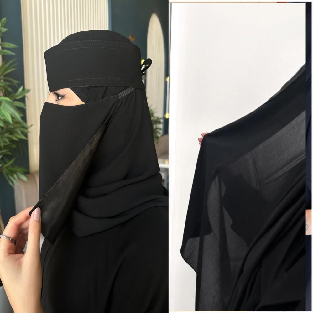 طرحه مبطن ربع قطن+نقابين حرير