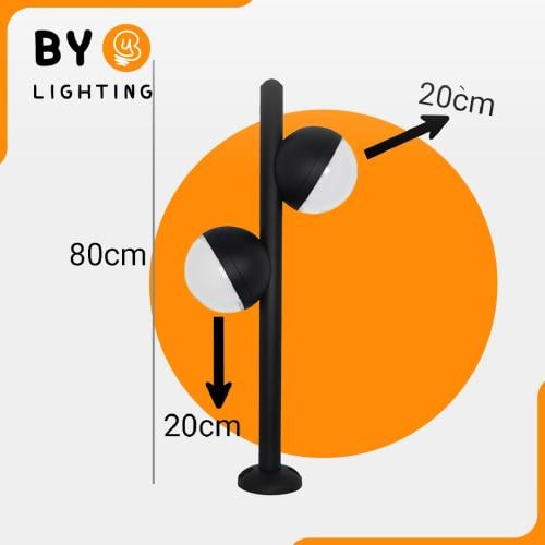عمود إنارة حدائق خارجية بتصميم مودرن - 80 cm ثنائي