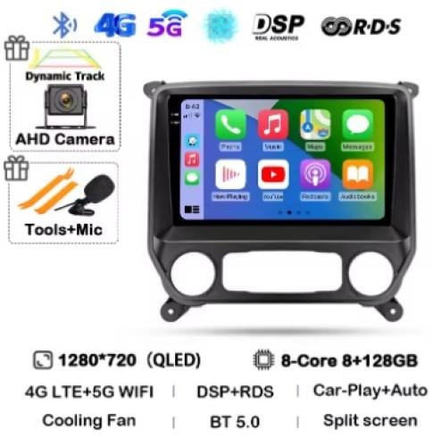 راديو سيارة أندرويد 14 لسيارة شيفروليه سيلفرادو 3 GMTK2 2013 2014 2015 - 2019 Carplay Auto Video 2 Din Navigation DSP مشغل ستيريو