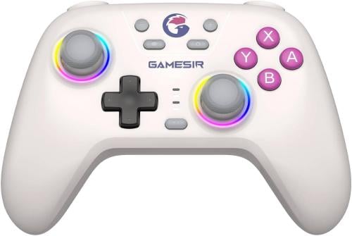 وحدة تحكم GameSir Nova HD Rumble NS، عصا التحكم بتأثير Hall، RGB LED، 1200 مللي أمبير قابلة لإعادة الشحن، توربو، قابلة للبرمجة، التحكم في الحركة للمحول، Lite، OLED، Nova White | تي إن دبليو