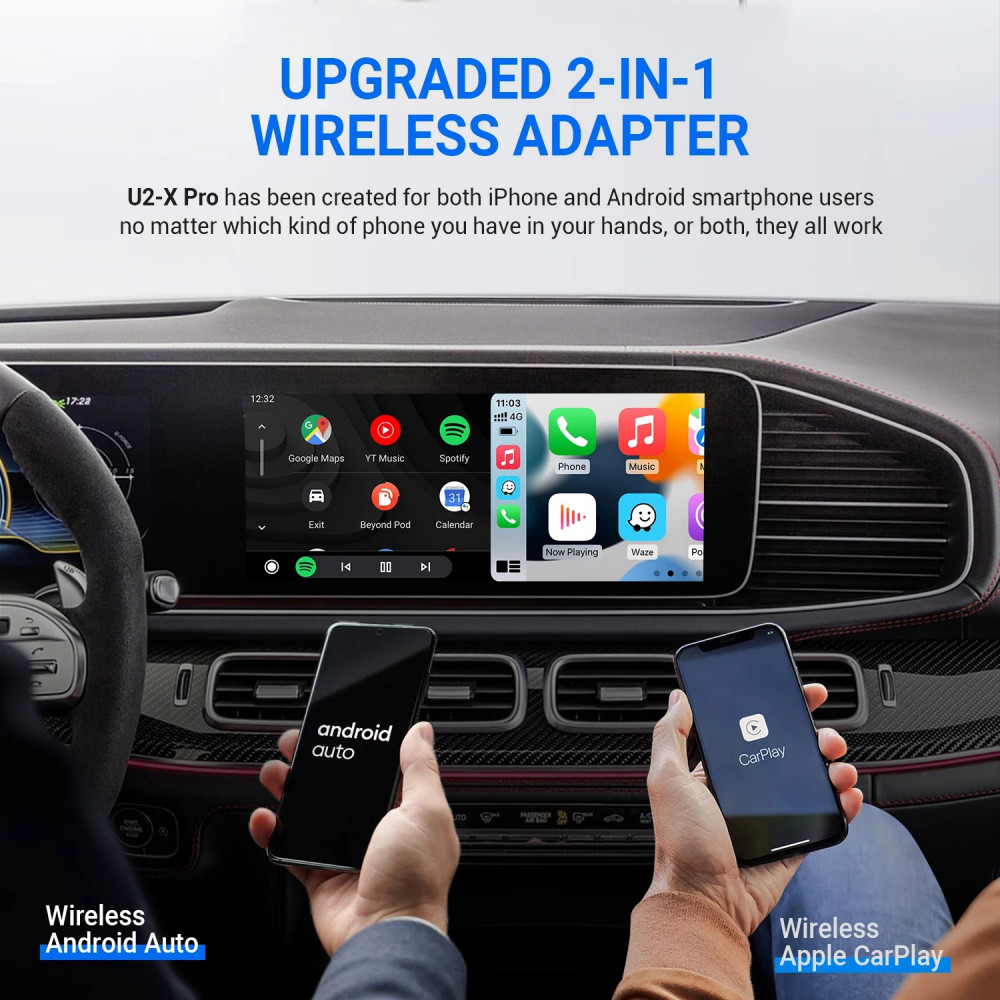 OTTOCAST U2 X PRO Wireless CarPlay Android Auto Adapter 2 in1