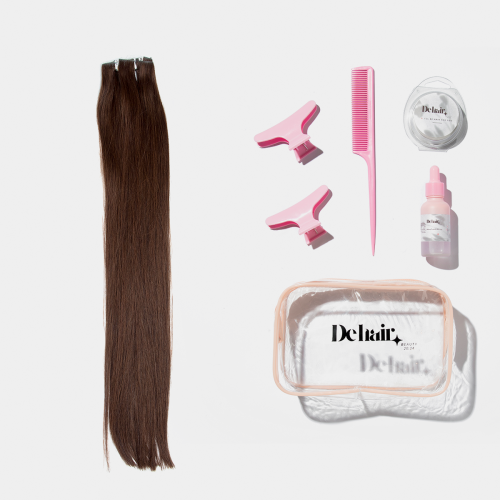 مجموعة تركيب الشعر المتكاملة (#4،ناعم،طول22انش)