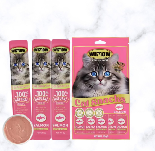 ويمو مكافآت كريمية للقطط بالسلمون 15 ج كيس 5 حبات