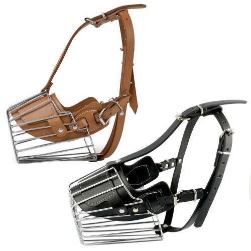 لوہے کے ساتھ چمڑے کے کتے کا ماسک