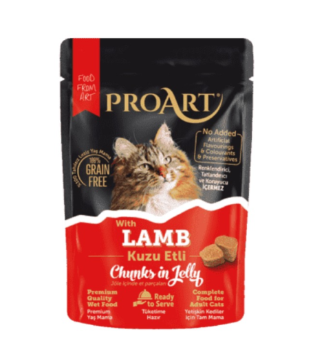 بروأرت قطع لحم خروف في الجلي للقطط البالغة 85 ج كرتون 24 حبه