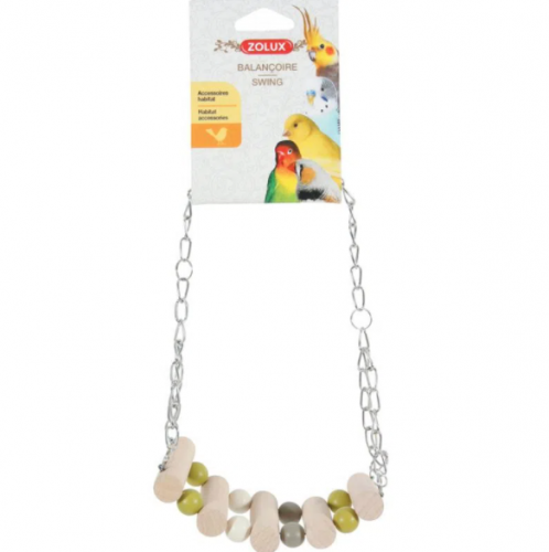 Wooden bridge game na may mga kuwintas sa isang metal chain