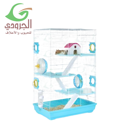 قفص هامستر كبير متعدد الطوابق مع عجلة وأنفاق