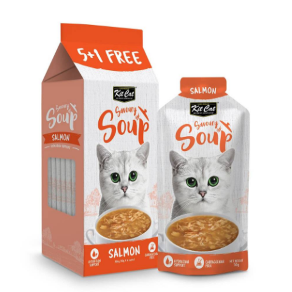 كت كات أظرف حساء بنكهة السالمون للقطط – 6 عبوات × 50 جم من Kit Cat