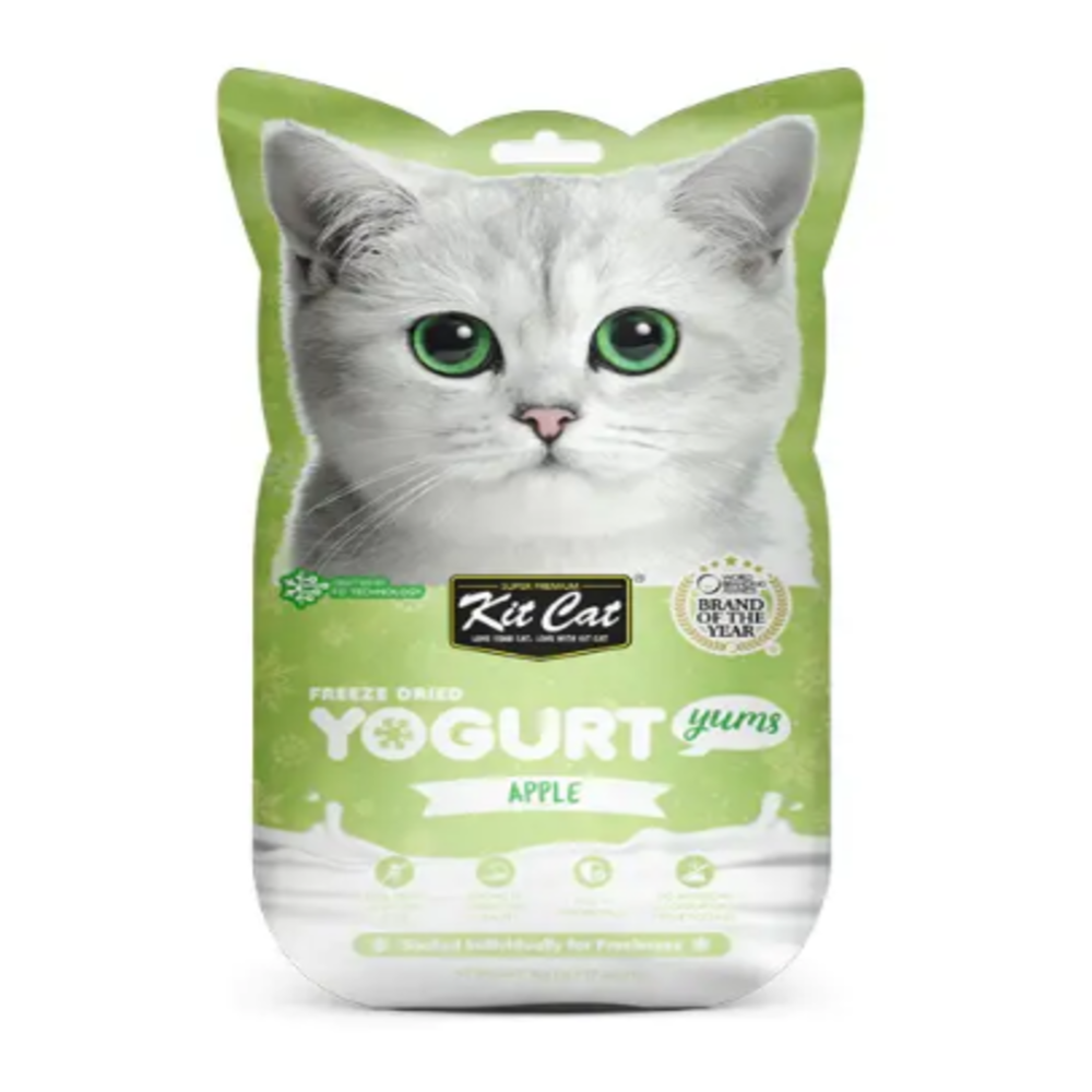 كت كات مكافآت زبادي مجمد ومجفف للقطط بطعم التفاح – 10 × 1 جرام | لذة صحية