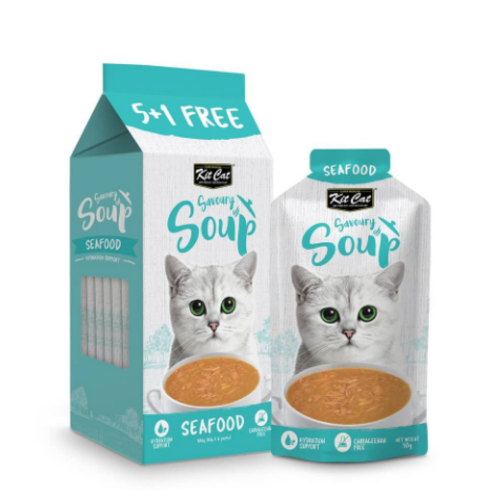 كت كات أظرف – حساء للقطط بنكهة المأكولات البحرية، 6×50 جرام