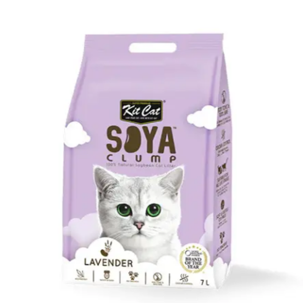 رمل قطط الصويا الطبيعي برائحة اللافندر – 7 لتر | امتصاص فائق وتحكم مثالي بالروائح