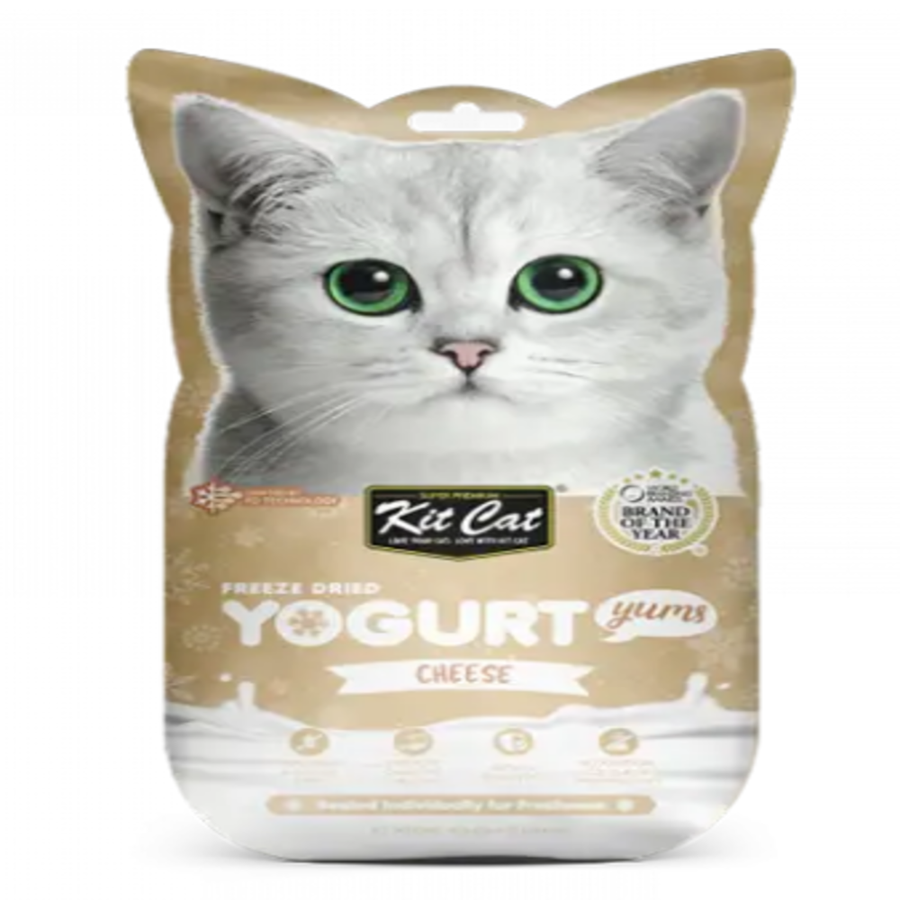 كات زبادي – مكافآت مجففة ومجمدة للقطط بطعم الجبنة، 10×1 جرام