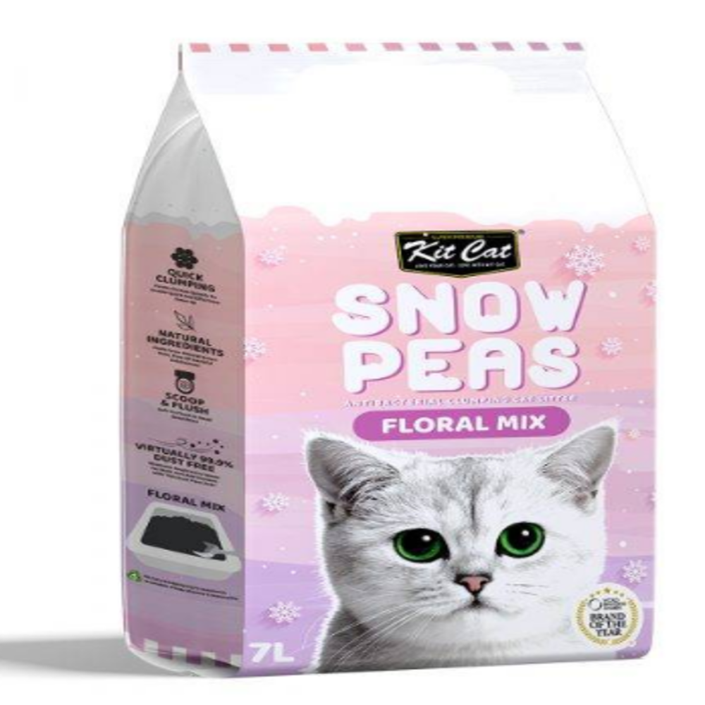 كت كات رمل سنو بازيلاء لفضلات القطط برائحة الزهور 7 لتر