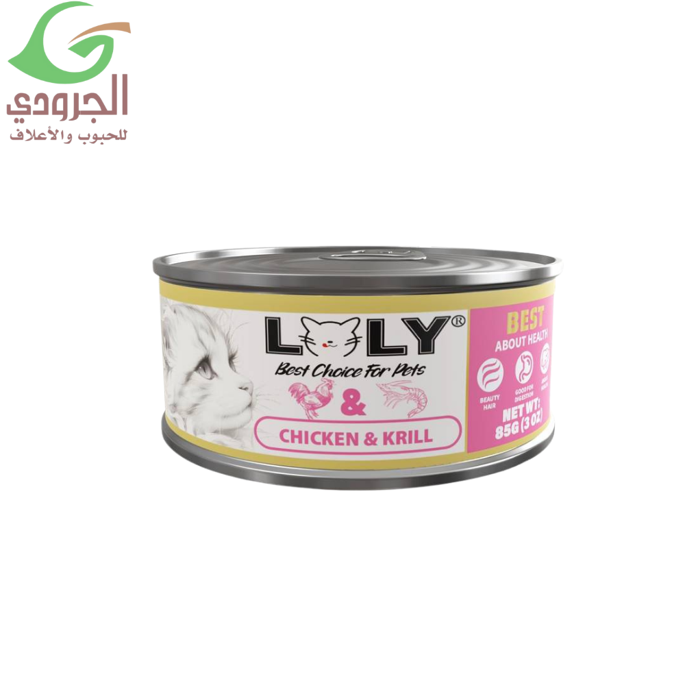 طعام رطب للقطط دجاج مع كريل 85غ  لولي كات