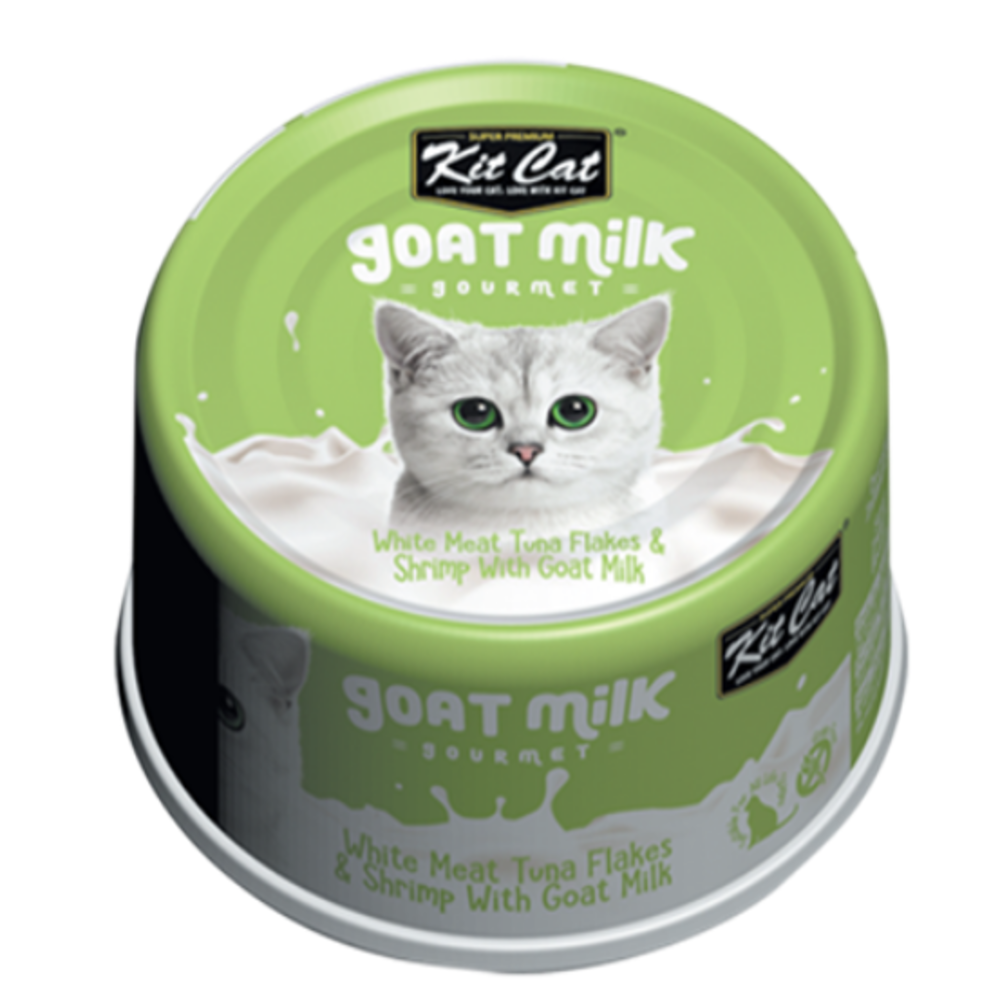 طعام رطب للقطط كت كات – تونا بيضاء مع الجمبري وحليب الماعز 70غ