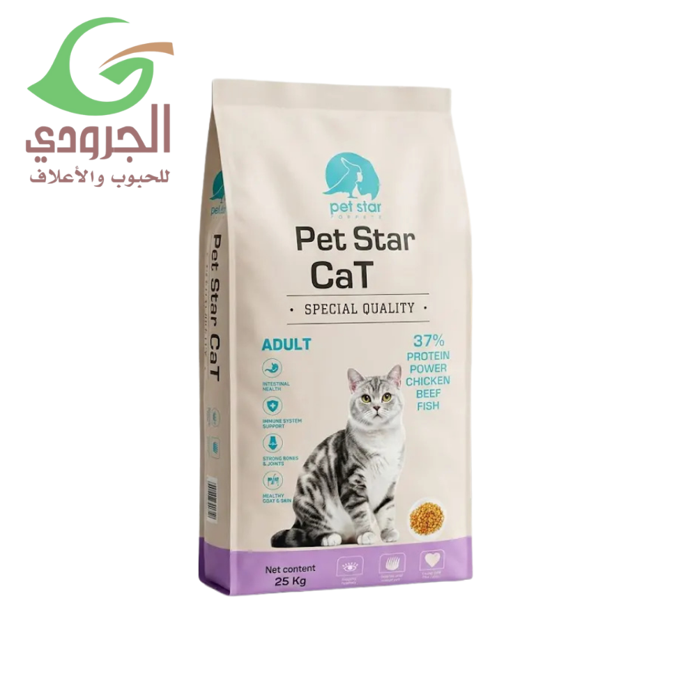 بيت ستار طعام جاف للقطط مشكل 25 كجم