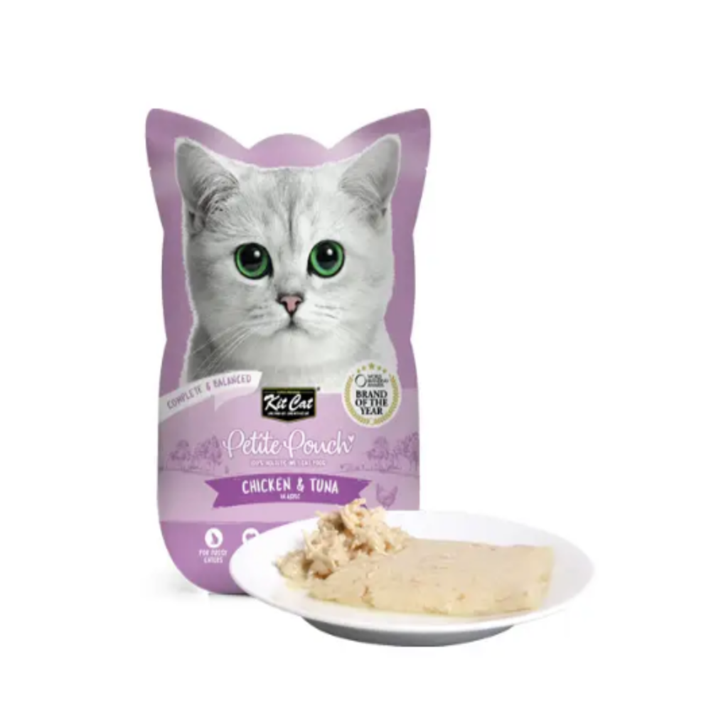 طعام رطب متكامل للقطط من كت كات بيتيت – دجاج وتونة في جيلي شهي