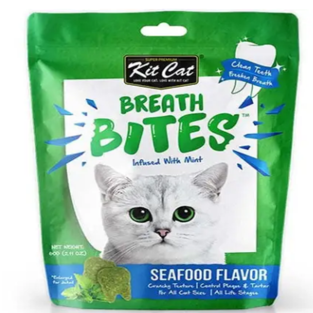 كات بريث بايتس – مكافآت غذائية للقطط بنكهة المأكولات البحرية والنعناع، 60 جرام