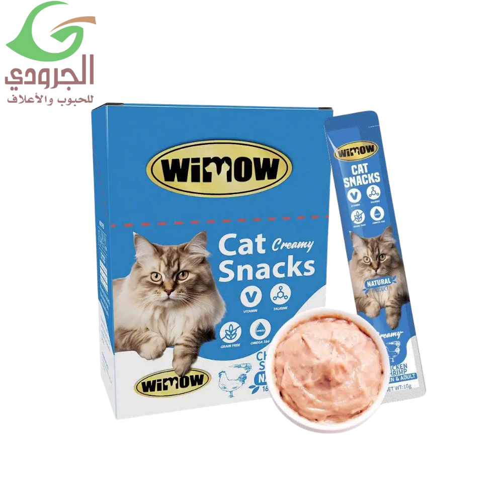 مكافأة خفيفة كريمية للقطط من ويمو بنكهة الدجاج والسلمون | 16G × 45