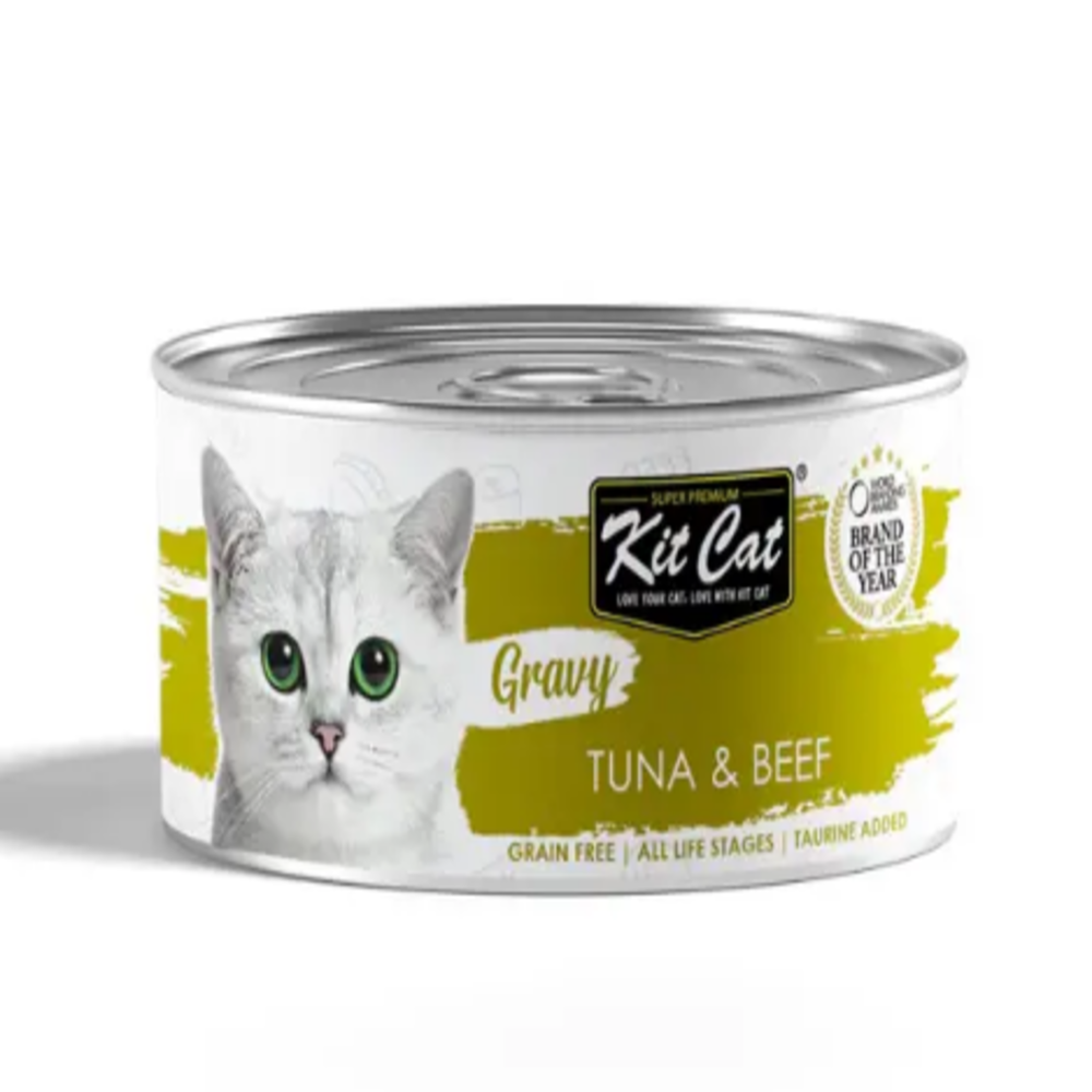كت كات – طعام رطب للقطط بالتونا واللحم البقري بالمرق