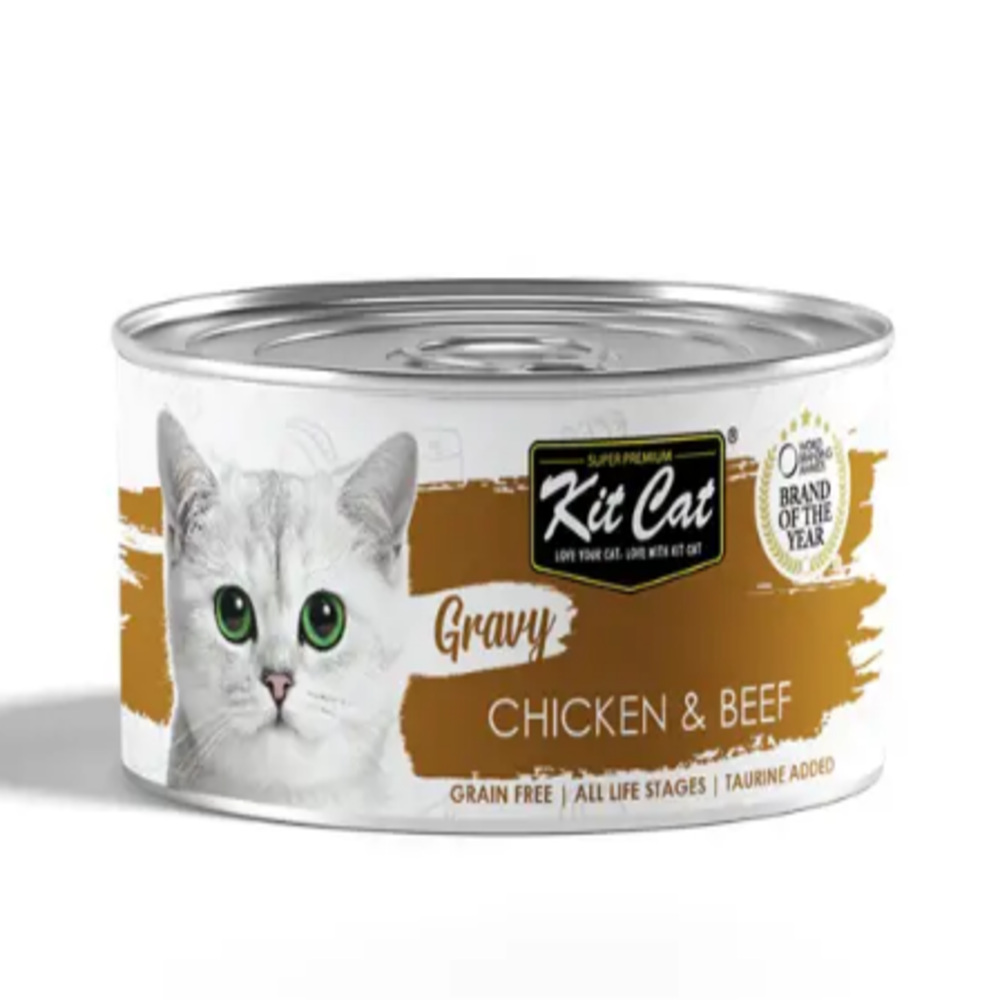 كت كات – طعام رطب للقطط بالدجاج واللحم البقري بالمرق