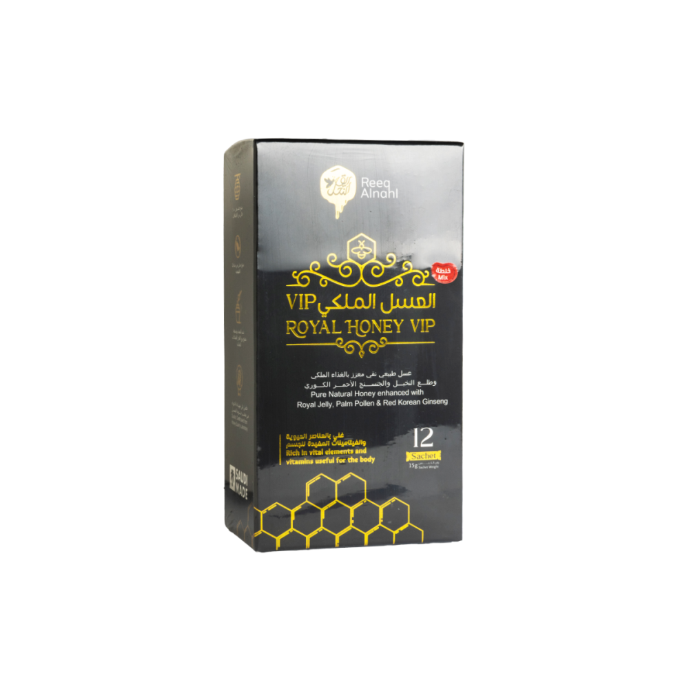 رويال هوني العسل الملكي في اي بي غني بالعناصر الحيوية والفيتامينات 12 حبة | ROYAL HONEY VIP 12 SACHET