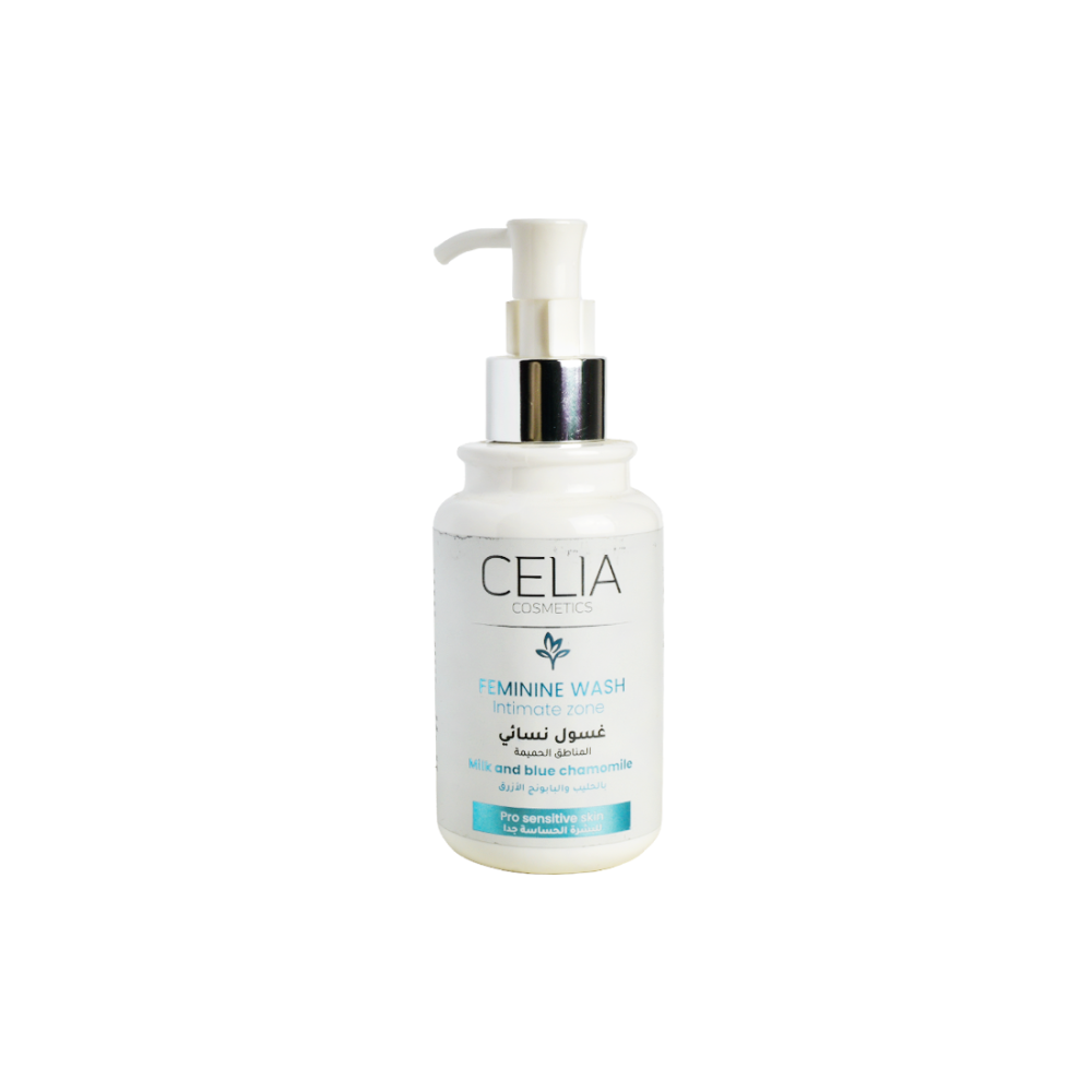 سيليا كوزمتكس غسول نسائي بالحليب والبابونج للمنطقة الحساسة للبشرة الحساسة جدا | CELIA COSMETICS FEMININE WASH FOR SENSITIVE AREA MILK AND BLUE CHAMOMILE 180ML