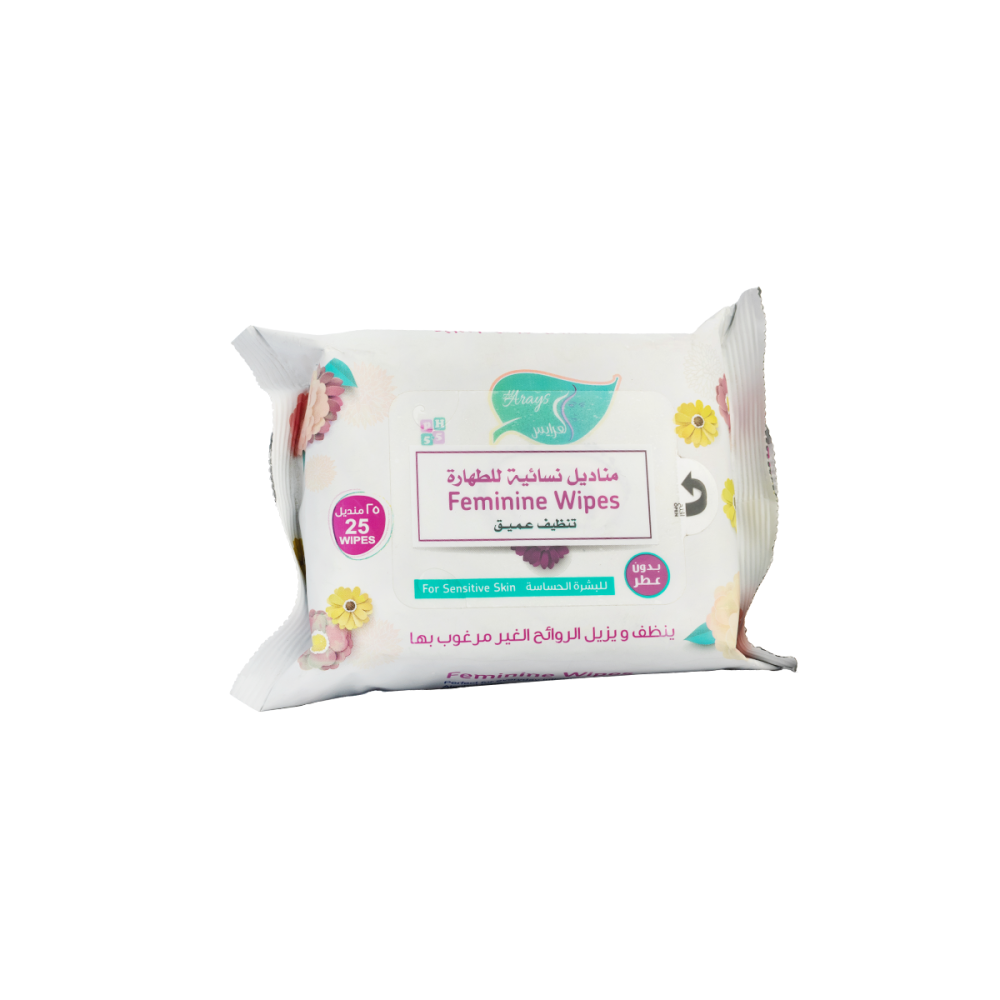 العرايس مناديل نسائية للطهارة تنظيف عميق للبشرة الحساسة 25 منديل | ALARAYS FEMININE WIPES SENSITIVE SKIN 25PCS