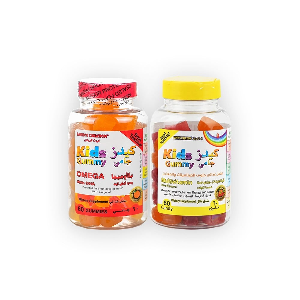 كيدز جامي اوميغا3 للأطفال 60 جامي + كيدز جامي فيتامينات متعددة للأطفال 60 حلوي