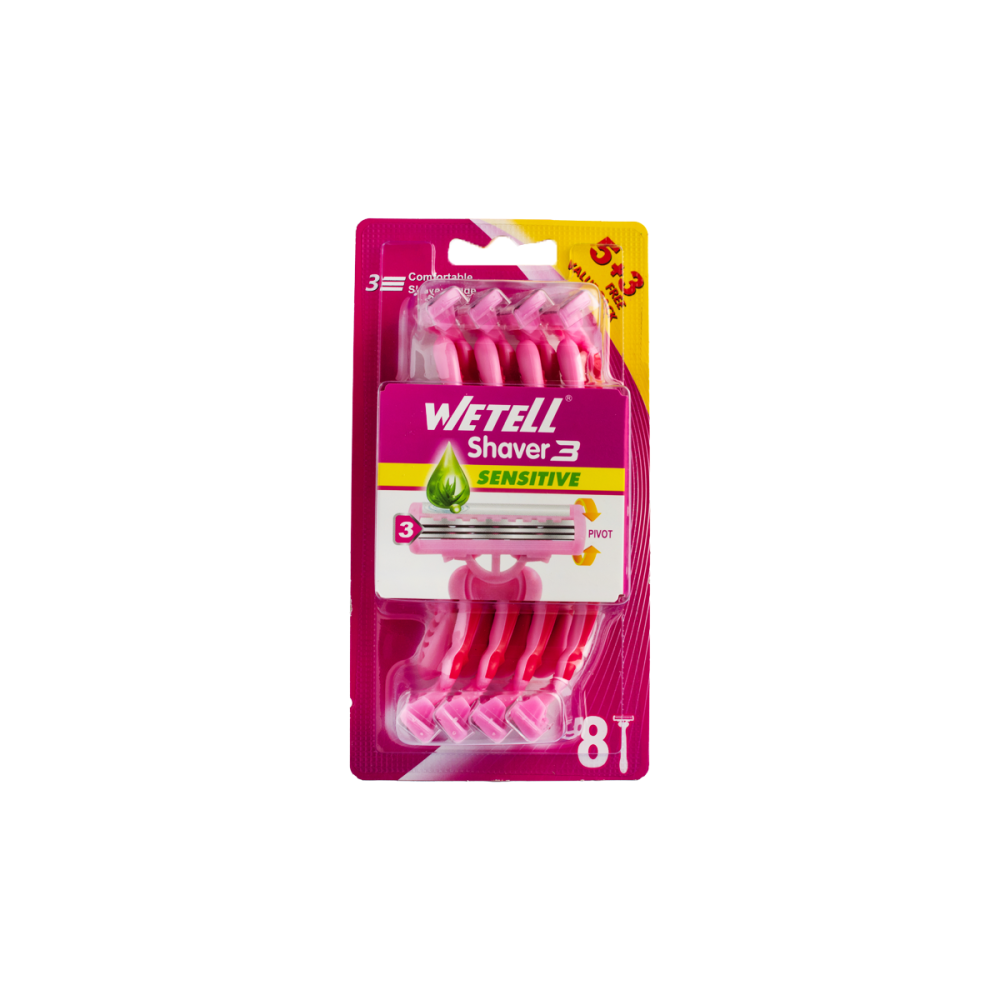 ويتل امواس حلاقة حساسة ثلاثية الشفرات 8 قطع | WETELL SHAVER 3 SENSITIVE 8 PCS