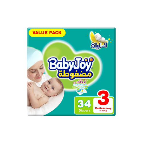 BABY JOY VALUE M 34pc | بيبي جوي حفاضات أطفال رقم...