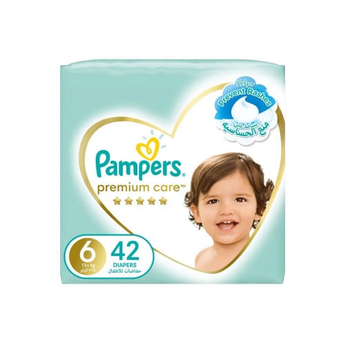 PAMPERS PREMIUM 6 SS 42 | بامبرز بريميوم حفاضات اط...