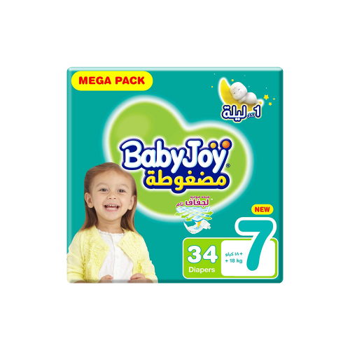 BABY JOY MEGA XXXL 34pc | بيبي جوي حفاضات أطفال رق...