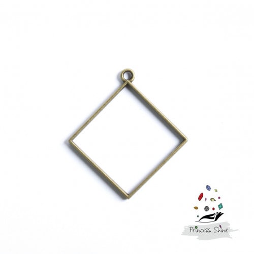 382 - تعليقة شكل معين كبير لون برونزي