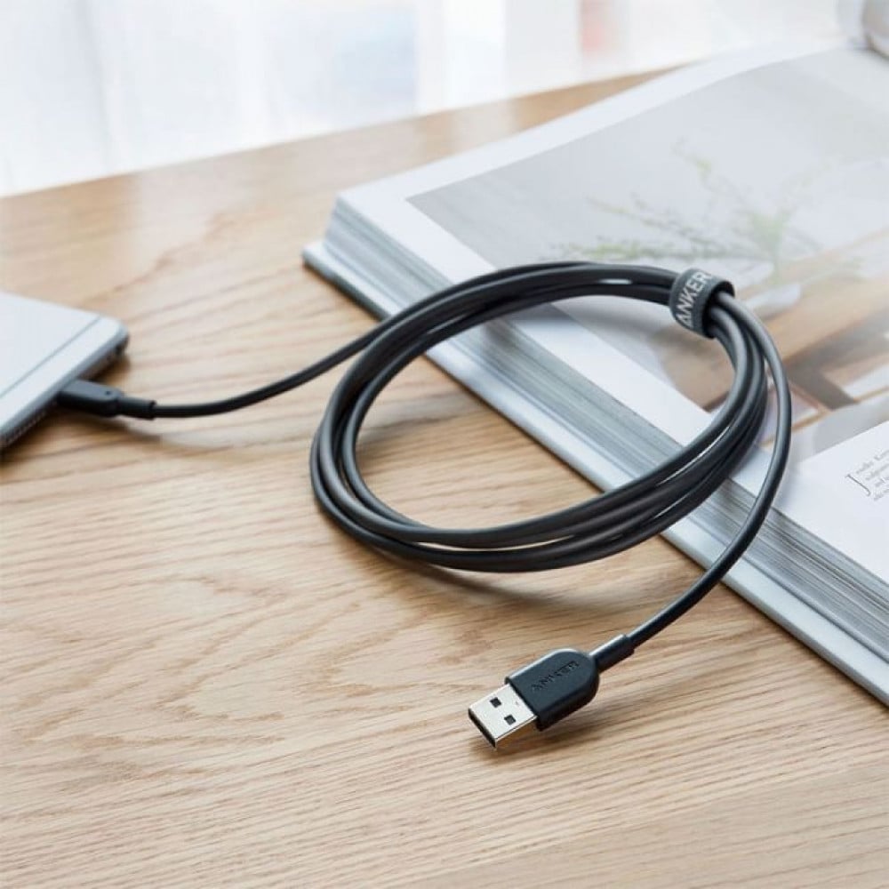 سلك شاحن انكر باورلاين الاصدار الثاني من USB الى ايفون بطول 1.8 م - اسود