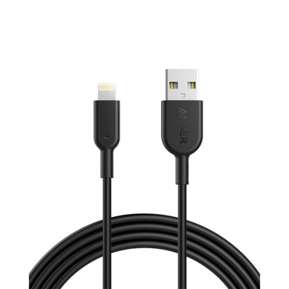 سلك شاحن انكر باورلاين الاصدار الثاني من USB الى ايفون بطول 1.8 م - اسود