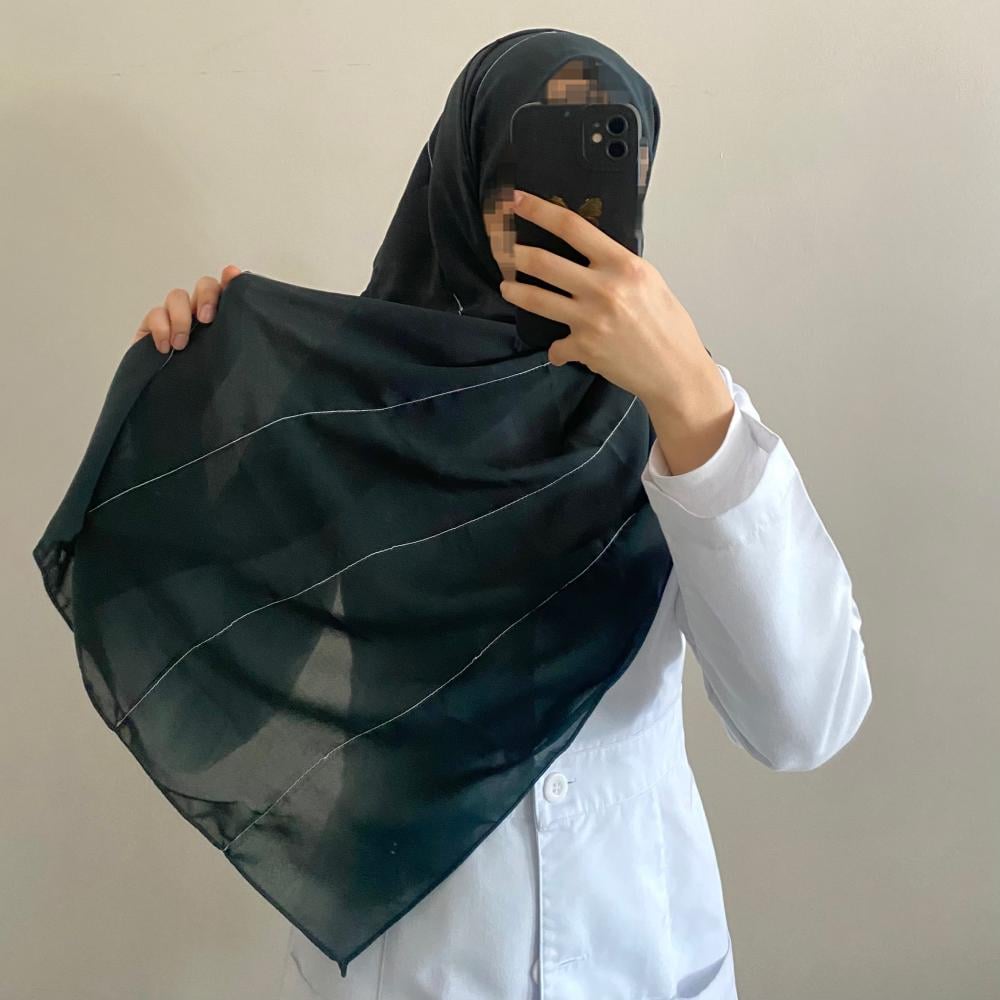 طرحة ليزر مخططة لون زيتي