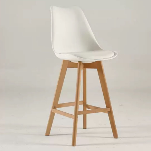 كرسي بار أبيض أرجل خشبية