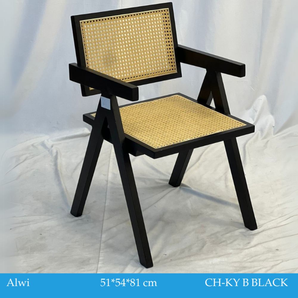 Black rattan wood chair متجر ستار هومي للأثاث المنزلي والمكتبي