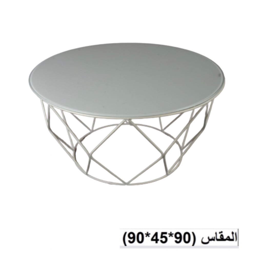 طاولة  سطح زجاج لون ابيض