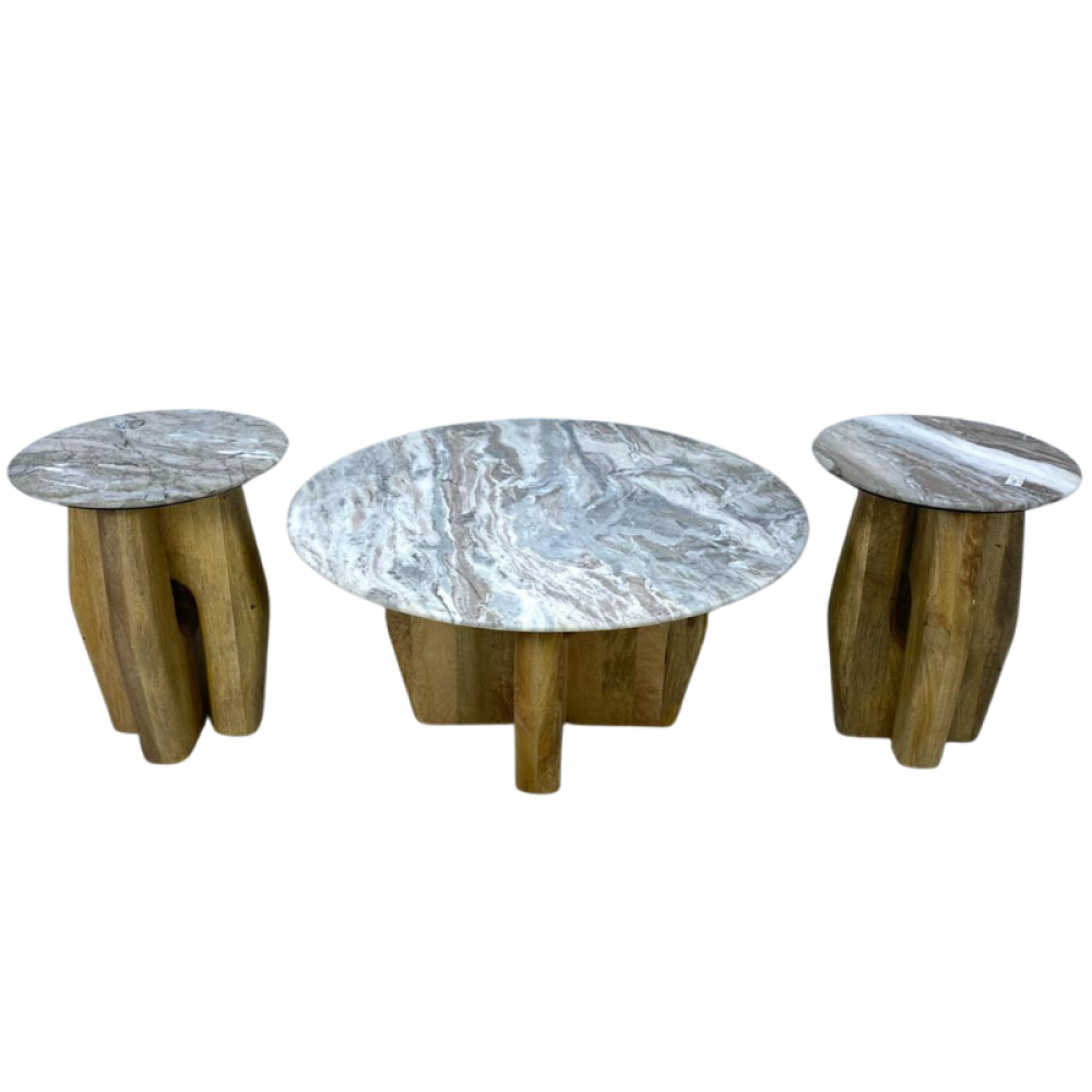 Indian marble and wood table set متجر ستار هومي للأثاث المنزلي