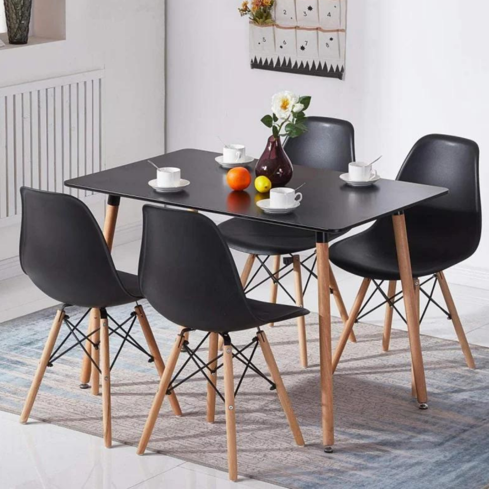 Black table and 4 chairs set