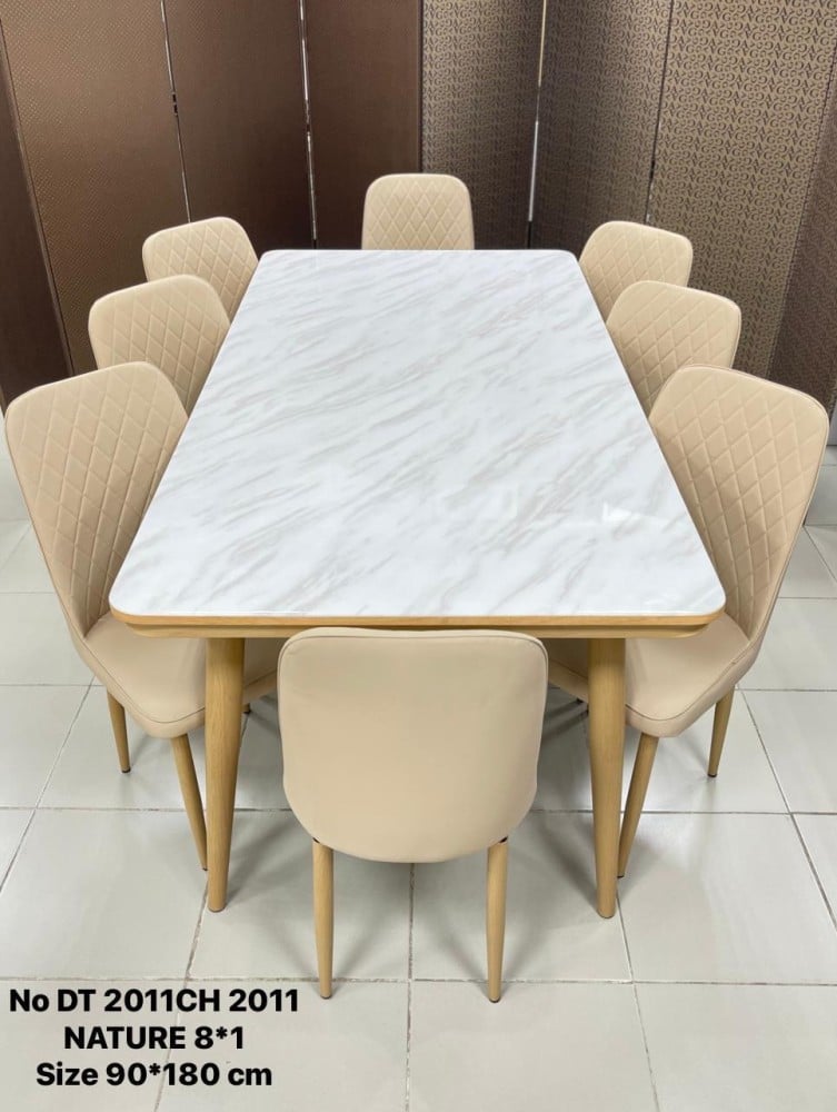 Marble dining table set 4, and chairs beige متجر ستار هومي