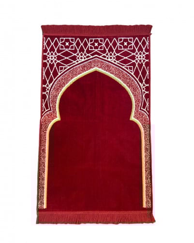 سجادة مخمل بشكل محراب عنابي