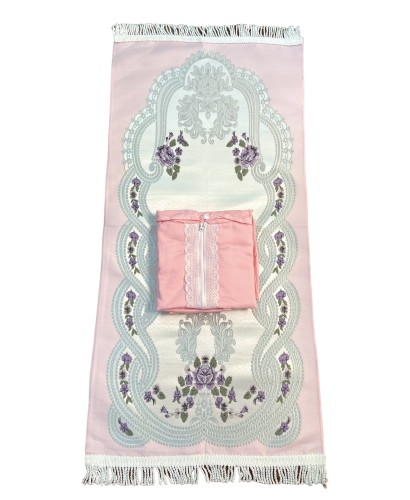 طقم صلاة بناتي حريري فاخر وردي فاتح