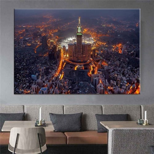 لوحات فنية جدارية برج الساعه مع مكه